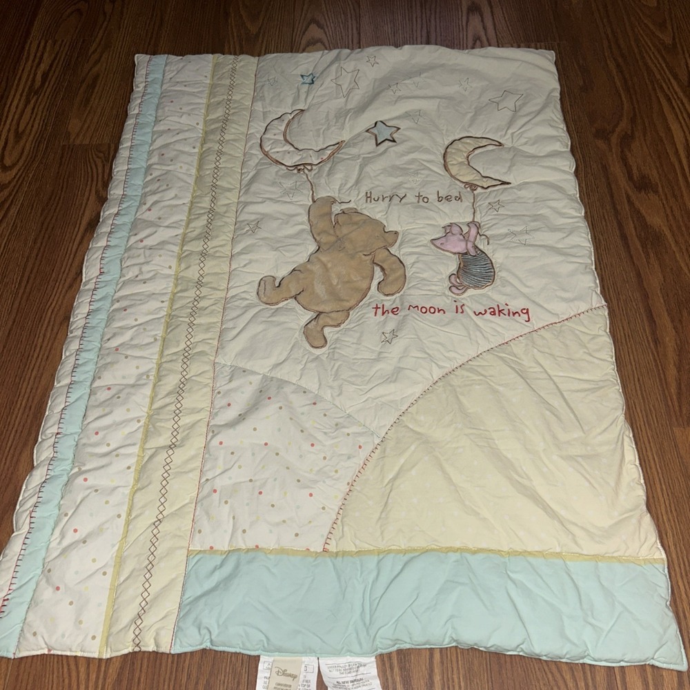 Baby Blanket Classic Winnie Pooh Piglet Moon Star Crib Comforter Hurry to Bed